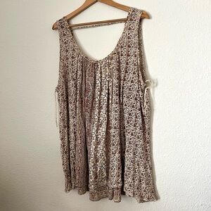 Free People Beige Patterned Tunic Top